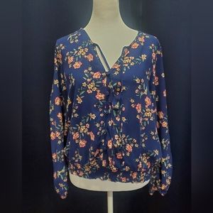 Mudd Floral V-Neck Long Sleeve Top*